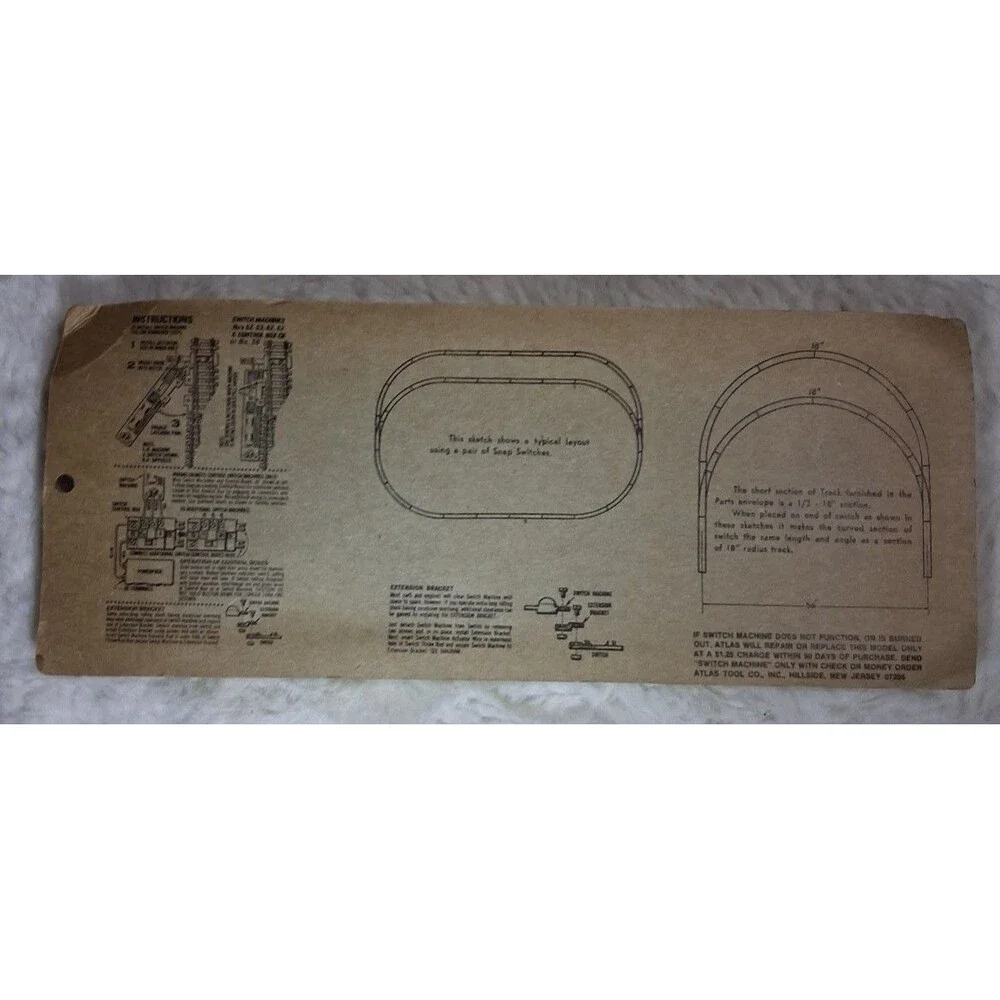 Atlas HO Scale Left Remote Switch #50 Train Track
